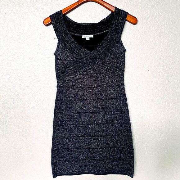 Free Generation Sexy Metallic Shimmer Body Con Mini Party Club Dress M - Picture 1 of 5